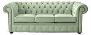 Chesterfield 3 Seater Shelly Thyme Green Leather Sofa Bespoke In Classic Style