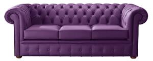 Chesterfield 3 Seater Shelly Wineberry Purple Leather Sofa Bespoke In Classic Style