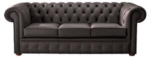 Chesterfield 3 Seater Shelly Dark Chocolate Leather Sofa Bespoke In Classic Style