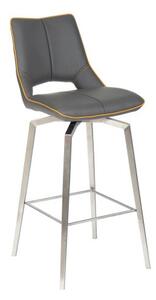 Mackerel Leather Effect Graphite Grey Bar Chair