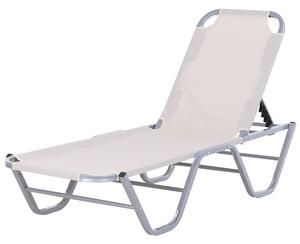 Outsunny Garden Lounger Relaxer Recliner w/ 5-Position Adjustable Backrest Lightweight Frame for Pool or Sun Bathing Cream, 84B-386CW-White White