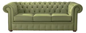 Chesterfield 3 Seater Shelly Mountain Tree Green Leather Sofa Bespoke In Classic Style
