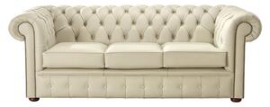 Chesterfield 3 Seater Shelly Panna Leather Sofa Bespoke In Classic Style