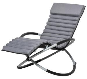 Outsunny Orbital Rocking Chair Folding Lounger Anti-drop with Mat Removable Design 2 in 1 145x74x86cm Black Grey