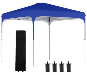 Outsunny Pop Up Gazebo with Adjustable Height, Foldable Canopy Tent, Carry Bag, Wheels, Leg Weight Bags, Blue, 3x3m