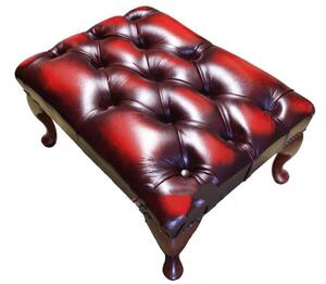 Leather Queen Anne Footstool In Antique Colours Rub Off Colours RGB