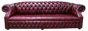 Chesterfield 4 Seater Old English Burgandy Leather Sofa Bespoke In Buckingham Style