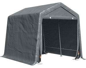 Outsunny Garden Storage Tent, Heavy Duty Bike Shed, Patio Storage Shelter w/ Metal Frame and Double Zipper Doors, 2.8m x 2.4m x 2.4m, Dark Grey