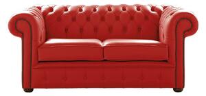 Chesterfield 2 Seater Shelly Flame Red Leather Sofa Settee Bespoke In Classic Style