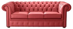 Chesterfield 3 Seater Shelly Crimson Leather Sofa Bespoke In Classic Style
