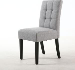 William Stitched Waffle Linen Effect Silver Grey Chair Black Legs