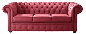 Chesterfield 3 Seater Shelly Velvet Red Leather Sofa Bespoke In Classic Style