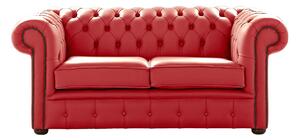 Chesterfield 2 Seater Shelly Crimson Leather Sofa Settee Bespoke In Classic Style