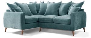 Comfy Rowen Pillow Back Chenille 4 Seater Large Corner Sofas | Modern Grey Green Gold Blue Living Room Settee | Upholstered Fabric Couch Roseland UK