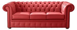 Chesterfield 3 Seater Shelly Flame Red Leather Sofa Bespoke In Classic Style