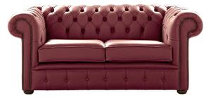Chesterfield 2 Seater Shelly Burgandy Leather Sofa Settee Bespoke In Classic Style