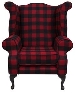 Chesterfield High Back Wing Chair Buffalo Red Wool In Queen Anne Style