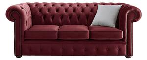 Chesterfield 3 Seater Malta Red Velvet Fabric Sofa In Classic Style