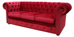 Chesterfield 3 Seater Malta Red Velvet Sofa Custom Made In Classic Style