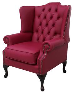Chesterfield High Back Wing Chair Shelly Anemone Leather Bespoke In Mallory Style
