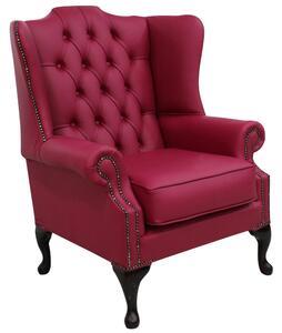 Chesterfield High Back Wing Chair Shelly Anemone Leather Bespoke In Mallory Style