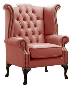 Chesterfield High Back Wing Chair Shelly Wood Burner Leather Bespoke In Queen Anne Style