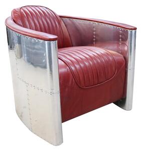 Aviator Pilot Chair In Vintage Rouge Red Distressed Real Leather