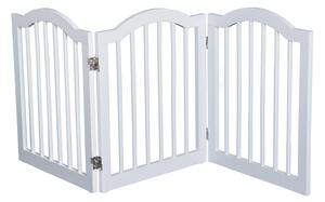 Pawhut Dog Gate Wooden Foldable Stepover Panel Pet Fence Freestanding Safety Barrier for the House, Doorway, Stairs(White)
