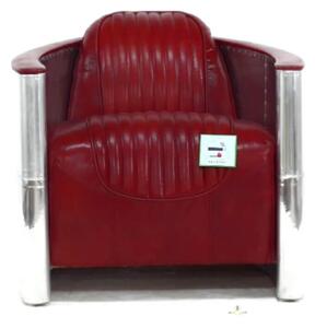 Aviator Pilot Chair In Vintage Rouge Red Distressed Real Leather