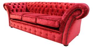 Chesterfield 3 Seater Modena Pillarbox Red Velvet Sofa In Balmoral Style