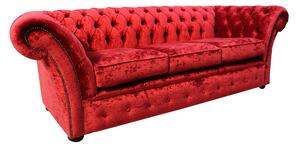 Chesterfield 3 Seater Modena Pillarbox Red Velvet Sofa In Balmoral Style