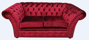 Chesterfield 2 Seater Modena Pillarbox Red Velvet Fabric Sofa Settee In Balmoral Style
