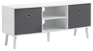 HOMCOM TV Cabinet for TVs up to 50 Inch, TV Entertainment Center with Storage Compartments and Drawer,for Living Room,White and Grey