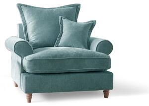 Comfy Riley Pillow Back Chenille Armchair | Modern Grey Green Gold Blue Living Room Snuggle Chair Upholstered Fabric Small Lounge Couch | Roseland UK