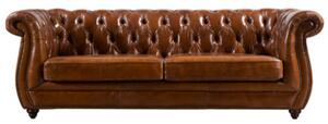 Edmund Chesterfield 3 Seater Sofa Settee Buttoned Vintage Distressed Tan Real Leather