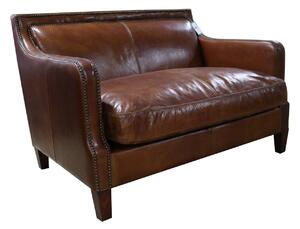 Chichester Handmade 2 Seater Stud Sofa Vintage Tan Distressed Real Leather