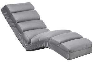 HOMCOM Lounge Sofa Bed Folding Adjustable Floor Lounger Sleeper Futon Mattress Seat Chair w/Pillow, Dark Grey