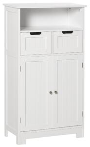 Kleankin Freestanding Bathroom Cabinet, Narrow Freestanding Unit, Storage Cupboard Organizer with 2 Drawer Adjustable Shelf, White