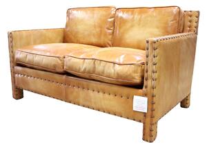 Portofino Handmade Luxury 2 Seater Sofa Vintage Wash Tan Real Leather