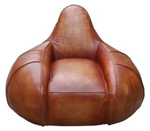 Vintage Art Deco Handmade Armchair Distressed Brown Leather