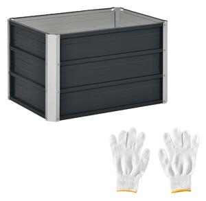 Outsunny Raised Garden Bed, Elevated Metal Planter Box w/ Installation Gloves for Backyard, Patio to Grow Vegetables, Herbs, and Flowers, Grey