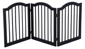 PawHut Wooden Foldable Dog Gate Panel Pet Fence Freestanding Safety Barrier for the House, Doorway, Stairs (Black)