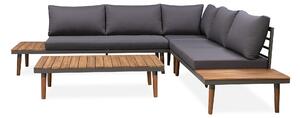 New England Outdoor Corner Sofa Garden Lounge Set with Acacia Coffee Table | Roseland Furniture