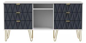 Geo 6 Drawer Sideboard with Gold Hairpin Legs | Roseland
