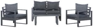 Outsunny 4 Piece Aluminium Garden Sofa Set with Coffee Table, Outdoor Furniture Set with Padded Cushions & Olefin Cover, Dark Grey