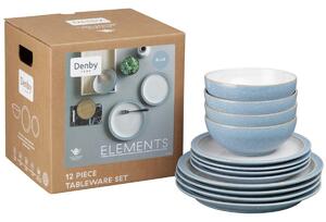 Denby Elements Light Blue 12 Piece Tableware Set