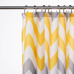 Croydex Polyester Patterned Textile Shower Curtain Yellow & Grey One