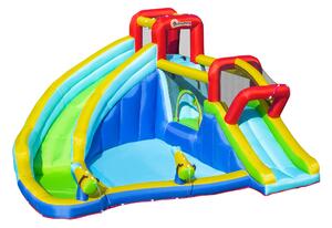 Outsunny 5 in 1 Kids Bounce Castle Extra Large Inflatable House Trampoline Slide Water Pool Water Gun Climbing Wall for Kids Age 3-8, 3.85x3.65x2m