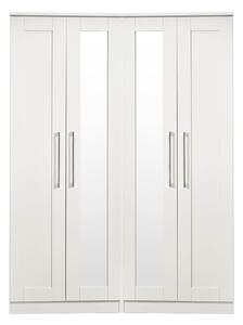 Bellamy White Contemporary Tall 4 Door 2 Central Mirrored Wardrobe | Roseland Furniture