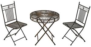 Outsunny 3 Piece Garden Outdoor Bistro Set with 2 Folding Chairs and 1 Folding Round Table, Metal Frame for Lawn, Backyard and Porch, Bronze